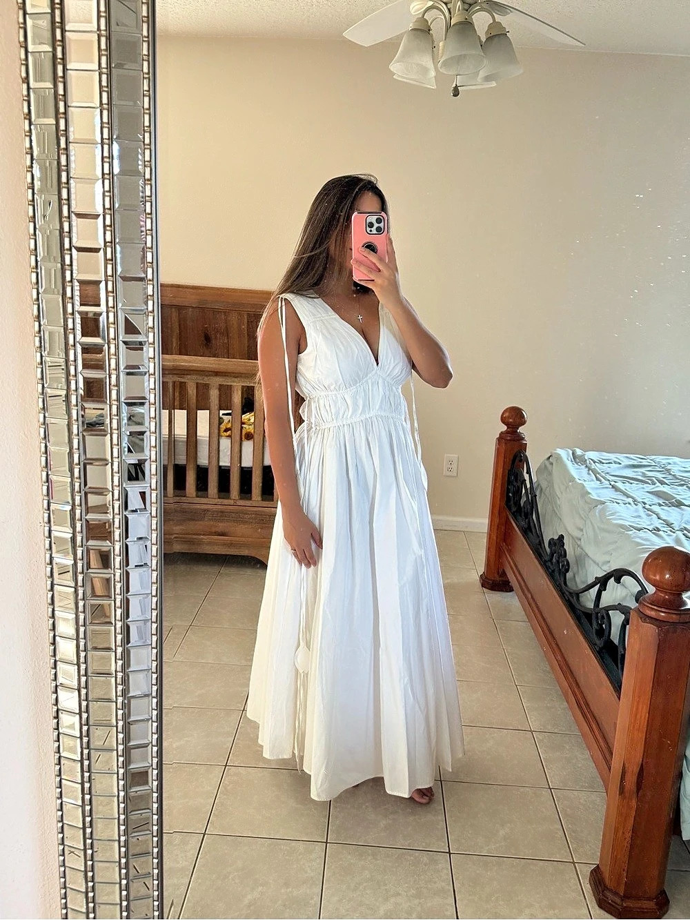 Tory Burch sleeveless smocked Sundress White Maxi Dress Size 6 NWOT